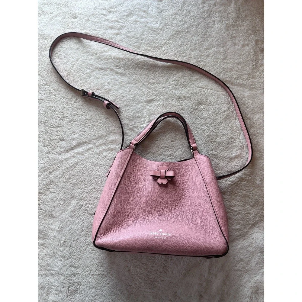 Kate Spade Talia Triple Compartment Satchel Crossbody bag Pink Leather Bow Purse